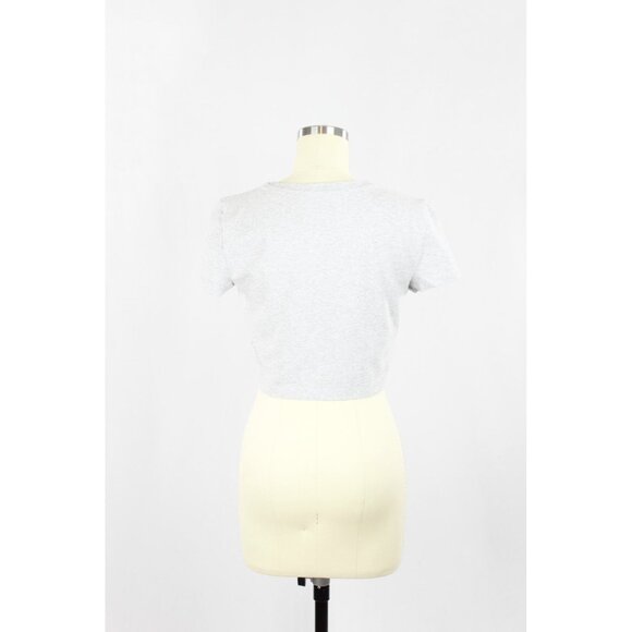 Aritzia TNA Hold-It Ortiz Grey Cotton Jersey Cropped Crew Neck T-Shirt, Size M - Picture 3 of 16